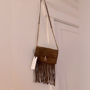 Rebecca Minkoff | Edie Wallet On Chain With Fringe | color MILITARY